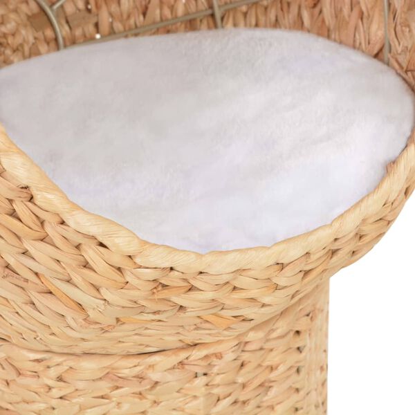 vidaXL Cat Basket Natural Seagrass, Wood Small Removable Covers
