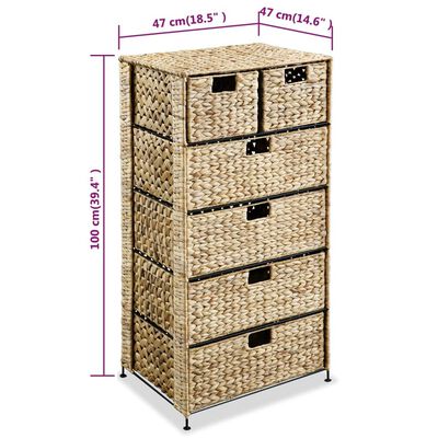 vidaXL Storage Unit with 6 Baskets 18.5"x14.6"x39.4" Water Hyacinth