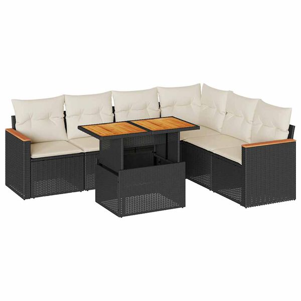 vidaXL Garden Sofa Set Black, Cream White