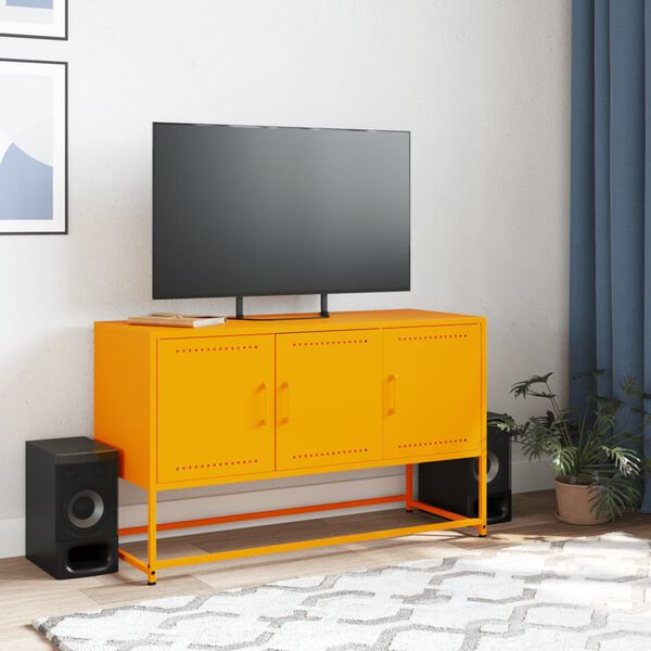vidaXL TV Cabinet Mustard Yellow Steel 39.6 x 15.4 x 23.8 in TV Cabinet