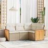 vidaXL Garden Sofa Set Beige PE rattan, powder-coated steel, 100% polyester