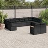 vidaXL Garden Sofa Set Black PE rattan, powder-coated steel Large