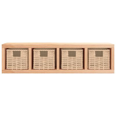 vidaXL Wall Shelf with Baskets 24.4"x7.1"x6.3" Solid Wood Walnut