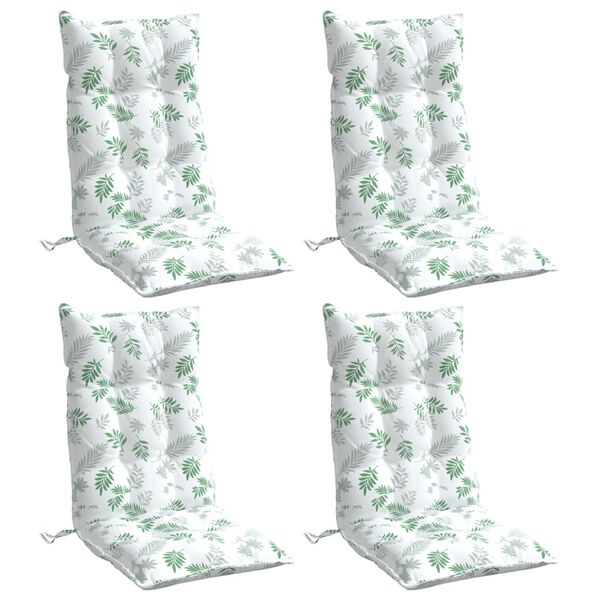 vidaXL Highback Chair Cushion Set of 4 Leaf Pattern