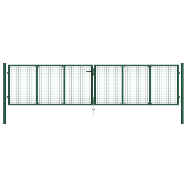 vidaXL Mesh Garden Gate Steel 157.5x39.4" Green