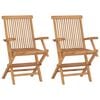 vidaXL Patio Chair Set of 2 Natural Wood Teak Wood Standard Foldable