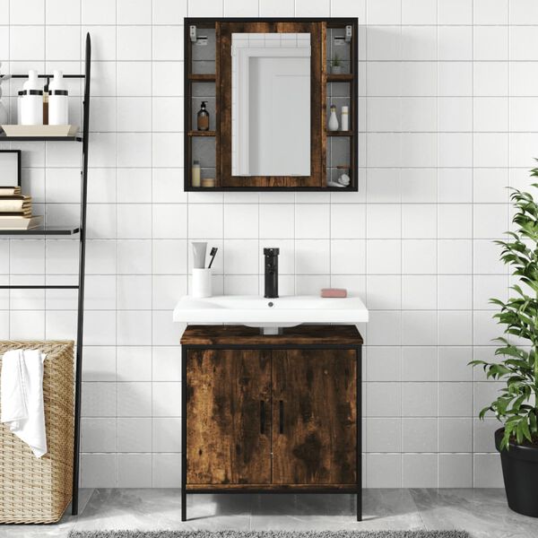 vidaXL Bathroom Furniture Set Smoked Oak