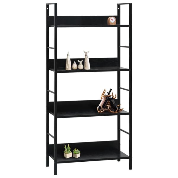 vidaXL Shelf Cabinet Black Engineered Wood, Steel Medium Shelf Cabinet