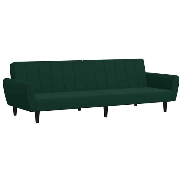 vidaXL Sofa Bed Dark Green Velvet (100% polyester), wood, plastic 2-seater