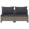vidaXL 2-seater Garden Sofa Grey Poly rattan, powder-coated steel, polyester