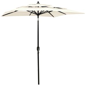 vidaXL Parasol Sand Polyester 6.6ft x 6.6ft Collapsible Garden Parasol