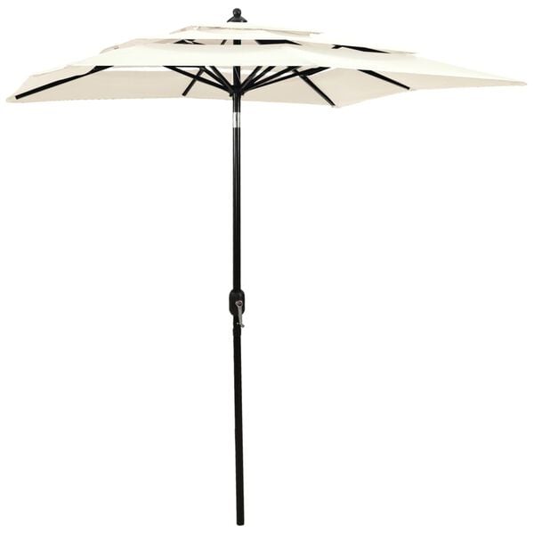 vidaXL Parasol Sand Polyester 6.6ft x 6.6ft Collapsible Garden Parasol