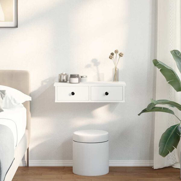 vidaXL Wall Shelf White Engineered wood 23.6 x 9.8 x 5.9 in