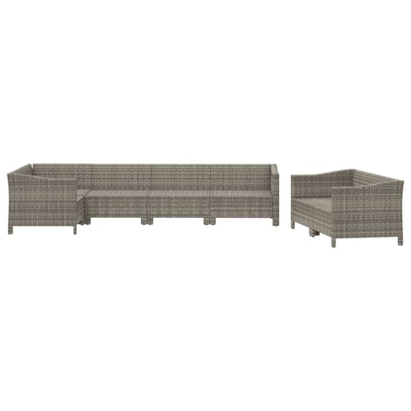vidaXL Garden Lounge Set Gray PE rattan, Powder-coated steel Large