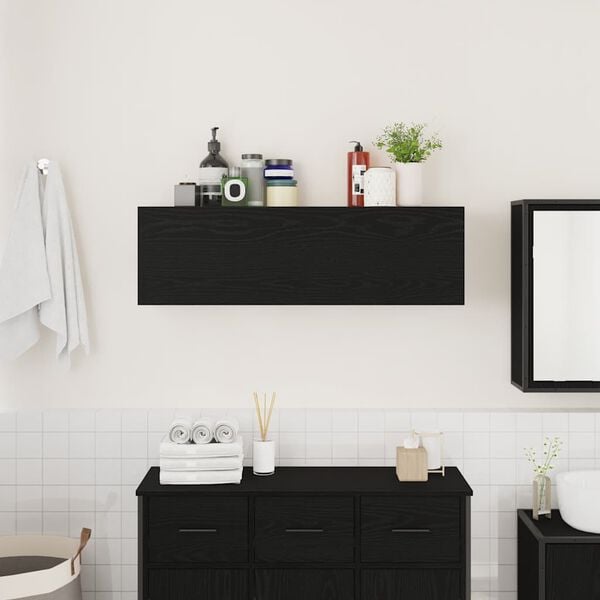 vidaXL Bathroom Wall Cabinet Black Engineered Wood Bathroom Wall Cabinet