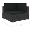 vidaXL Sofa Set Black Poly Rattan, Powder-Coated Steel, Polyester Large