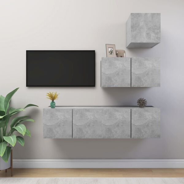 vidaXL TV Cabinet Set Concrete Grey Engineered Wood Standard