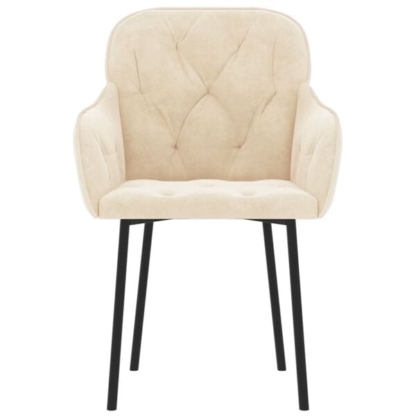 vidaXL Dining Chair Set of 2 Cream Velvet (100% polyester), metal, plywood
