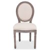 vidaXL Dining Chair Set of 6 Cream Linen, Birch, Rubberwood, Foam