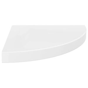 vidaXL Corner Shelf High gloss white Honeycomb MDF, metal 13.8x13.8x1.5 in