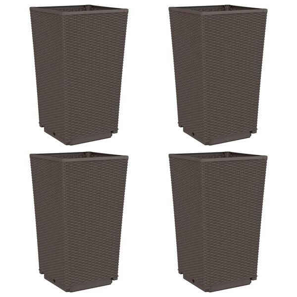 vidaXL Garden Planter Set of 4 Brown Polypropylene Medium