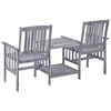vidaXL Garden Chair With Tea Table Grey with cream cushions