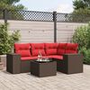 vidaXL 5 Piece Patio Sofa Set with Cushions Brown Poly Rattan