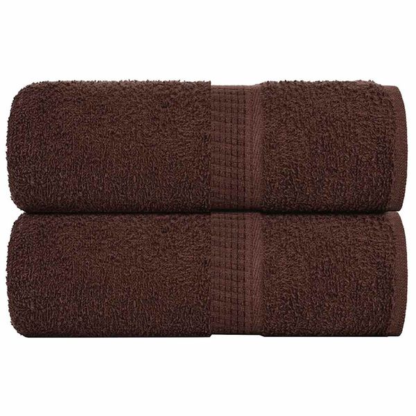 vidaXL Guest Towel Set of 2 Brown 100% Cotton 11.8 x 19.7 in