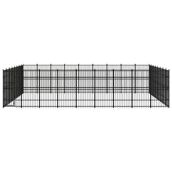 vidaXL Dog Kennel Black Powder-coated steel Extra Large Durable