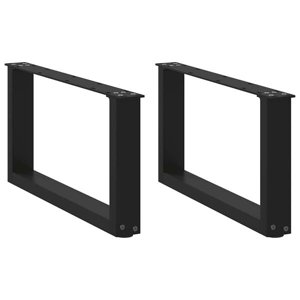 vidaXL Coffee Table Leg Set of 2 Black Powder-coated steel Medium