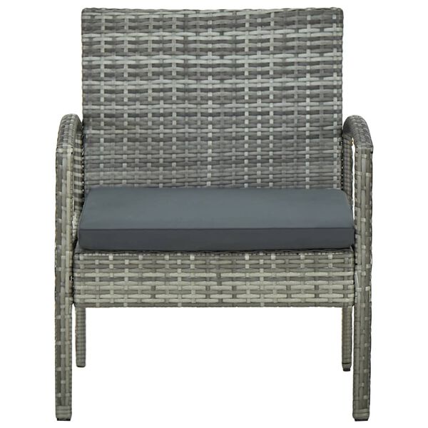 vidaXL Garden Chair Grey PE rattan, Powder-coated steel, Polyester