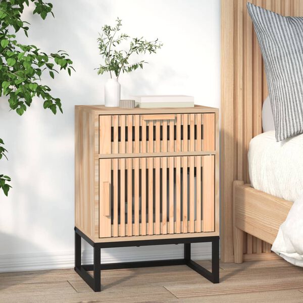 vidaXL Bedside Cabinet Wood and Iron Engineered wood, solid pine wood, iron