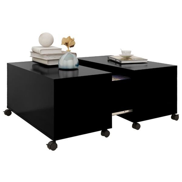 vidaXL Coffee Table Black Engineered wood Small Extendable