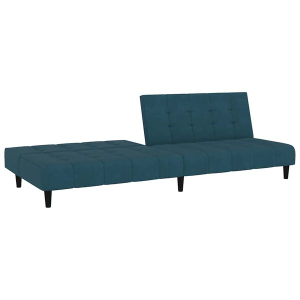 vidaXL Sofa Bed Blue Velvet (100% polyester), wood, plastic Medium