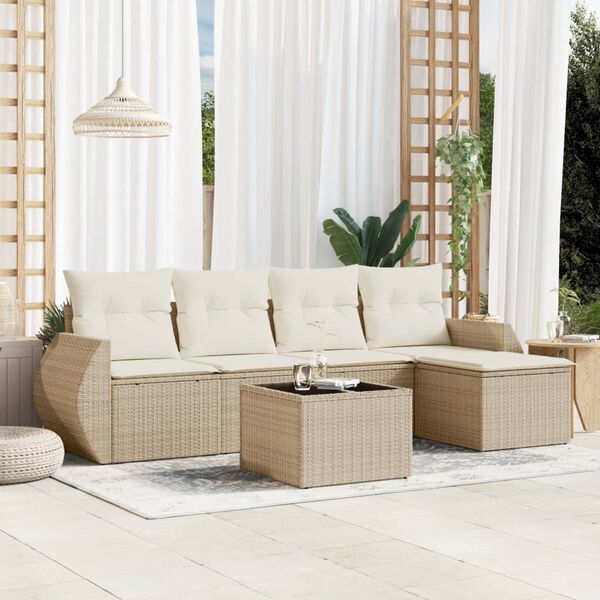 vidaXL Garden Sofa Set Beige, Cream White