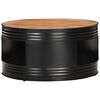 vidaXL Coffee Table Black Solid Acacia Wood Medium Round
