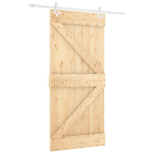 vidaXL Sliding Door with Hardware Set 39.4x82.7" Solid Wood Pine