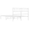 vidaXL Bed Frame White Powder-Coated Steel King Bed Frame Rectangular