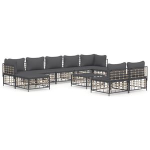vidaXL Garden Lounge Set Set of 10 Anthracite
