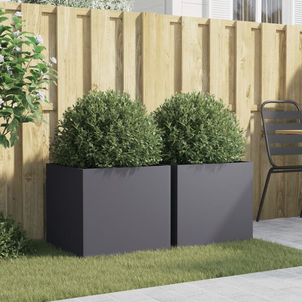 vidaXL Planter Set of 2 Anthracite Cold-rolled steel Medium Planters