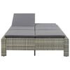 vidaXL Sunbed Grey rattan + dark grey cushion