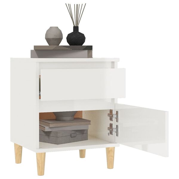 vidaXL Bedside Cabinet High gloss white Engineered wood