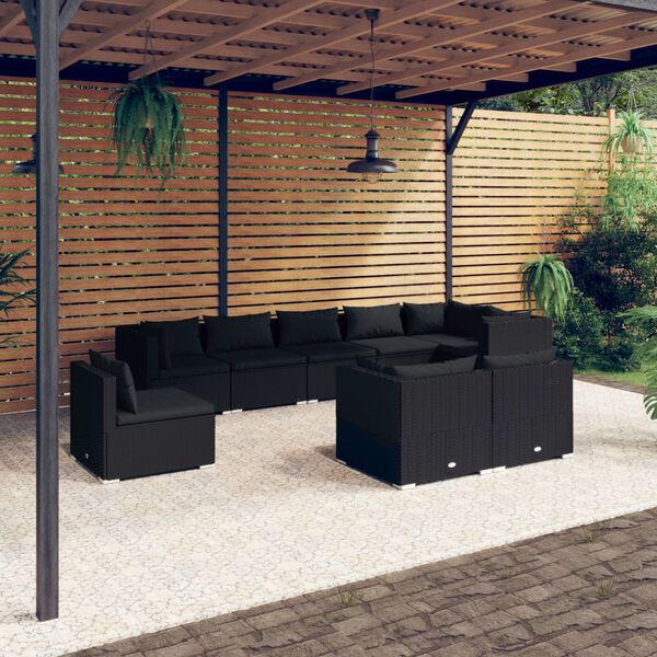 vidaXL Garden Lounge Set Black