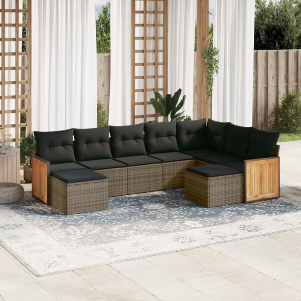 vidaXL Garden Sofa Set Grey, Dark Grey