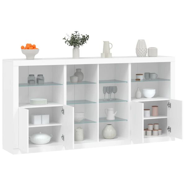 vidaXL Sideboard White Engineered wood, glass Large Sideboard