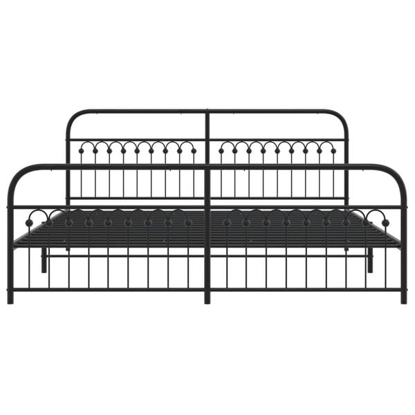 vidaXL Bed Frame Black Steel Full Bed Frame Rectangular Modern