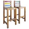 vidaXL Bar Stool Set of 2 Multicolor Solid reclaimed boat wood Standard