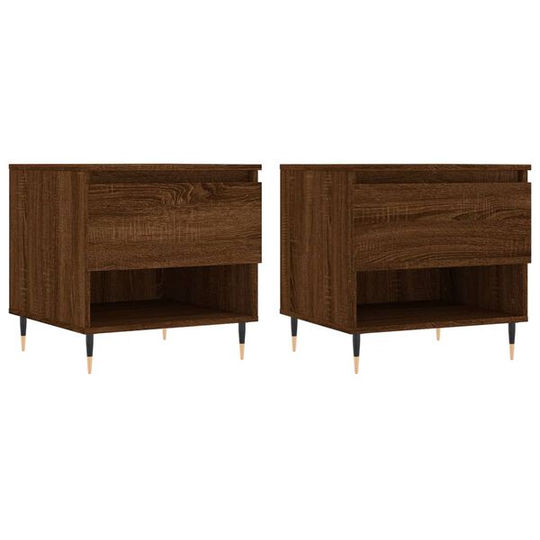 vidaXL Coffee Table Set of 2 Brown Oak Engineered Wood, Metal Durable