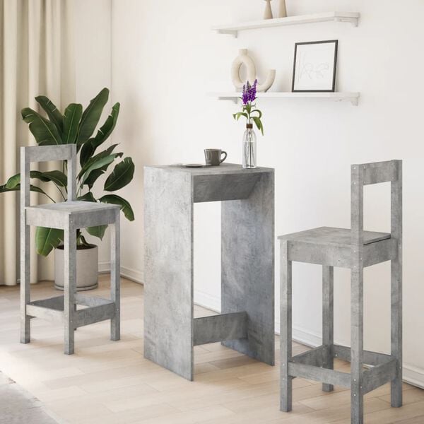 vidaXL Bar Table Concrete grey Engineered wood Large Modern Bar Table