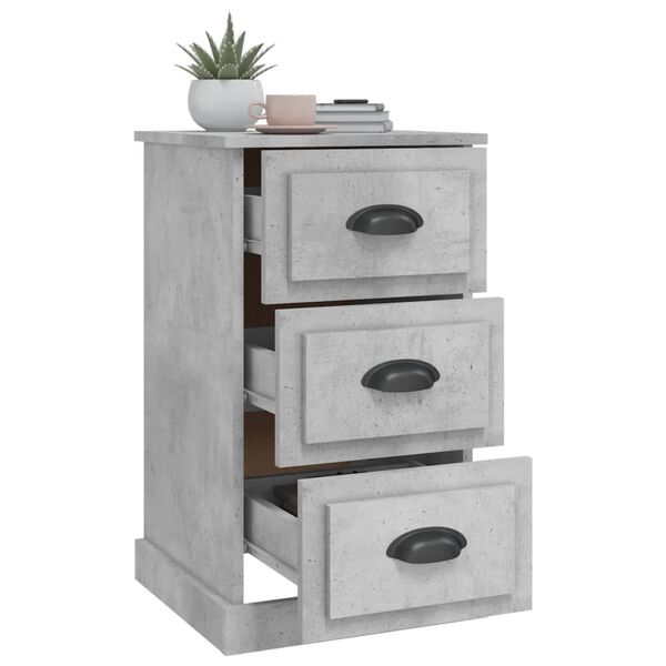 vidaXL Bedside Cabinet Concrete Grey Engineered Wood Standard